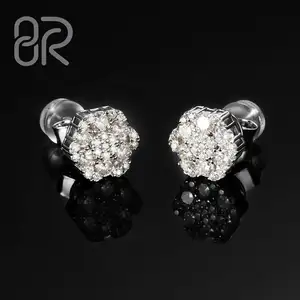 9MM Stud Earrings VVS Diamond Moissanite Hot Sale Bling Iced Out Thick 925 Silver For Women Fine Wholesale Jewelry