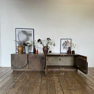 Archer Meuble TV en bois d'acacia massif, noyer - Product Image 5