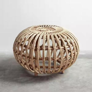 EcoFriendlyRattanBambooStool & Ottoman HomeDecor Accessoire - Product Image 2