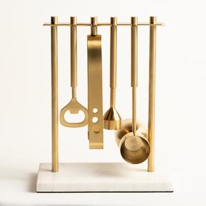 Juego de Herramientas de Barra Doradas Modernas con Soporte para Apartamento y Fiestas, Elegantes Accesorios de Cóctel de Acero Inoxidable para Bar en Casa - Product Image 1