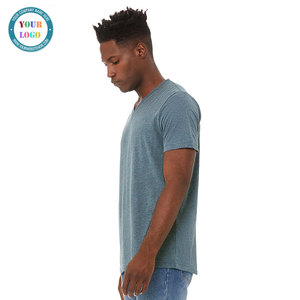 Camisetas con cuello en V clásicas para hombre con logotipo personalizado, camisetas suaves ajustadas para hombre, camiseta con etiqueta personalizada de mezcla de algodón para hombre - Product Image 4