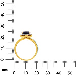 Anillo de Oro de 18K con Zafiro y Diamantes, Corte Ovalado, Zafiro Azul, Diamantes Engastados en Pavé, Banda de Esmalte Azul Claro, Anillo de Declaración para Mujer - Product Image 5