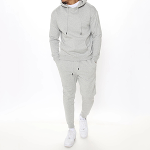 Custom Men Winter Tracksuit Hooded Drawstring Solid Color Quick Dry Breathable Lightweight Casual Sport Lounge with Side Pockets - Product Image 2