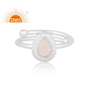 Meilleures ventes Bague empilable en argent sterling fin avec pierre de lune blanche naturelle Fabricant de bijoux personnalisé - Product Image 2