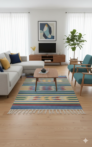 Alfombra Floral Moderna de Algodón Tejida a Mano - Lavable a Máquina con Reverso Reversible - Para el Hogar, Ejercicio, Viajes, Oración, Bar, Camping - Product Image 4