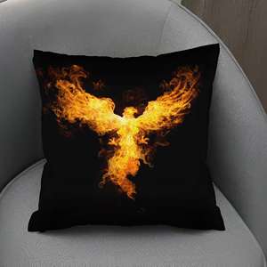 Almohada estampada Phoenix Rise: diseño moderno y abstracto de pájaro de fuego, 8"x16" - 20x40 cm - Product Image 1