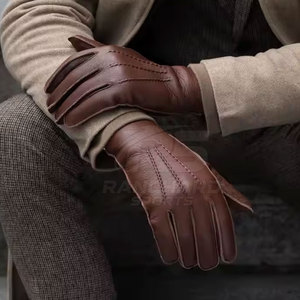 Guantes elegantes para hombre hechos de cuero, suaves, cálidos, para invierno, para exteriores, informales, cómodos, accesorios de protección, uso diario - Product Image 4