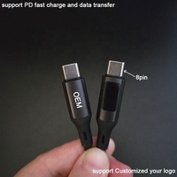 Cables de Carga Tipo C a 8 Pines, Completamente Compatibles, con Pantalla LED Digital, Máximo 9V 3A 27w PD IOS