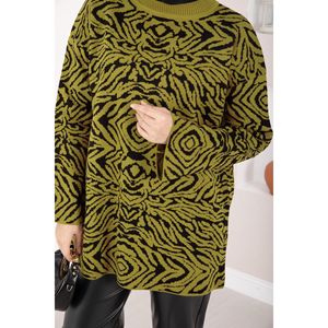 Cardigan en tricot vert olive à motif zèbre de haute qualité pour femmes, pull décontracté coréen respirant avec broderie pour l'automne et l'hiver - Product Image 4