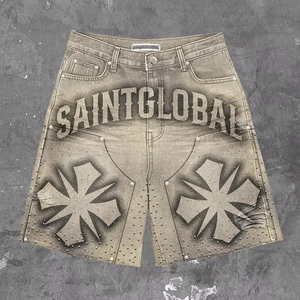 Camiseta de verano de dos piezas de punto transpirable con estampado DTG con logotipo personalizado, conjunto de chaleco informal de talla grande con tejido de rizo estilo Hip Hop - Product Image 5