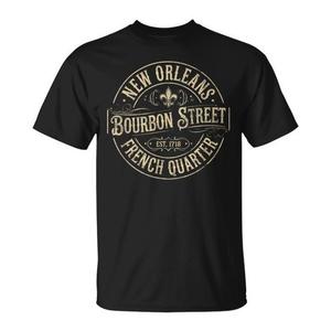 T-shirt vintage New Orleans Bourbon Street con design retrò del French Quarter per uso promozionale - Product Image 1
