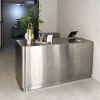 Comptoir de réception moderne pour hôtel, en métal, acier inoxydable, argenté, table de réception de bureau
