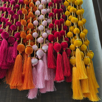 Cuerdas de borla de bola de terciopelo para escenario telón de fondo fiesta colgante inglés boda cristiana, eventos, Haldi, decoración Mehndi envío gratis