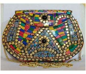 Pas encore d'avis Haute qualité été plage métal rond sac à main pour femmes qualité artisanat de l'inde couverture fermeture pochette sac à main - Product Image 4