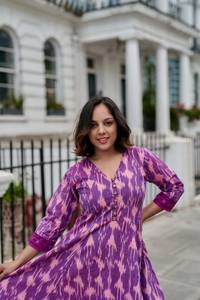 Robe bohème Delilah mi-longue, tissage à la main, ikat, pur coton, faite à la main, décontractée, occasionnelle - Product Image 2