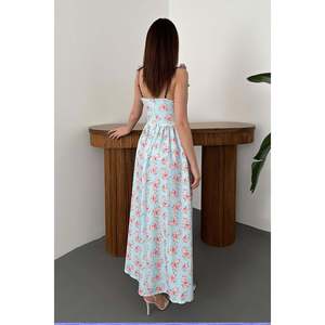 Vestido Floral Azul Bebé con Lazo Frontal - Azul Bebé - Product Image 5
