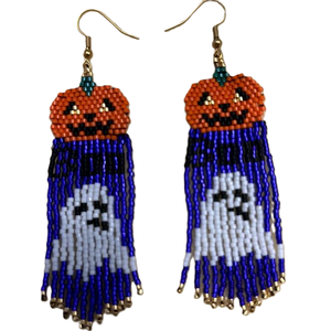 ต่างหูปักลูกปัดแบบวงกลมสไตล์วินเทจ ต่างหูลูกปัดสำหรับฮาโลวีน รับออกแบบต่างหูลูกปัดตามสั่ง - Product Image 3