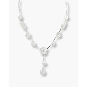 Collier de fleurs minuscules Twinkle Buds plaqué rhodium avec coquille - Product Image 3