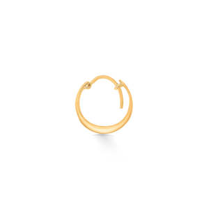 Yellow <b>Gold</b> Hoop <b>Earring</b> for <b>Men</b> with Zircon and Pearl - Product Image 3