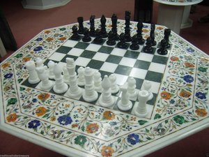 Royal Marble <b>Chess</b> <b>Table</b> Artisan Stone Craftsmanship Waterproof Home Furniture for Living Room Bedroom Dining Kitchen Office Use - Product Image 5