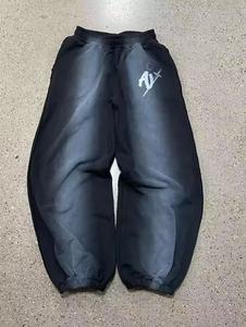 ชุดวอร์มแบบสวมหัวของผู้ชายชุดวอร์มแบบสวมหัวผ้าฝ้าย100% ซีดเป็นกรดชุดวอร์มแบบสวมหัวประดับพลอยเทียมดีไซน์ขนาดใหญ่พิเศษผลิตตามสั่ง - Product Image 5