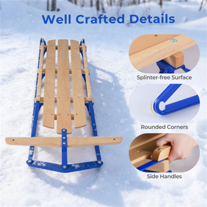 Trineo Clásico de Invierno, Doble Uso (Sentado/Recostado), Barra de Dirección Preperforada, Azul, para Diversión en la Nieve al Aire Libre - Product Image 1