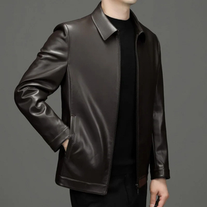 Chaqueta de cuero para hombre o primavera otoño estilo motocicleta cuero Natural Slim Fit Biker Coat chaquetas de cuero personalizadas - Product Image 5