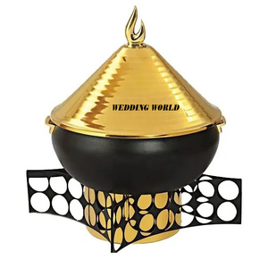 Plato de frotamiento de metal con tapa colgante Calentador de alimentos de calidad superior Diseñador elegante clásico Nuevo plato de comida de metal - Product Image 2