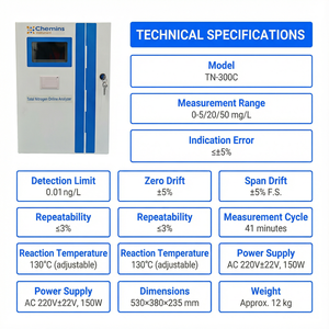Analisador de Nitrogênio Total Online Monitor TN Baseado em Digestão de Persulfato de Potássio Alcalino Espectrofotometria UV EPA Garantia de 1 Ano - Product Image 3
