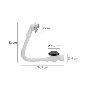 Sifone per Vasca da Bagno con Troppopieno e Uscita Regolabile 1 1/2 - Product Image 2