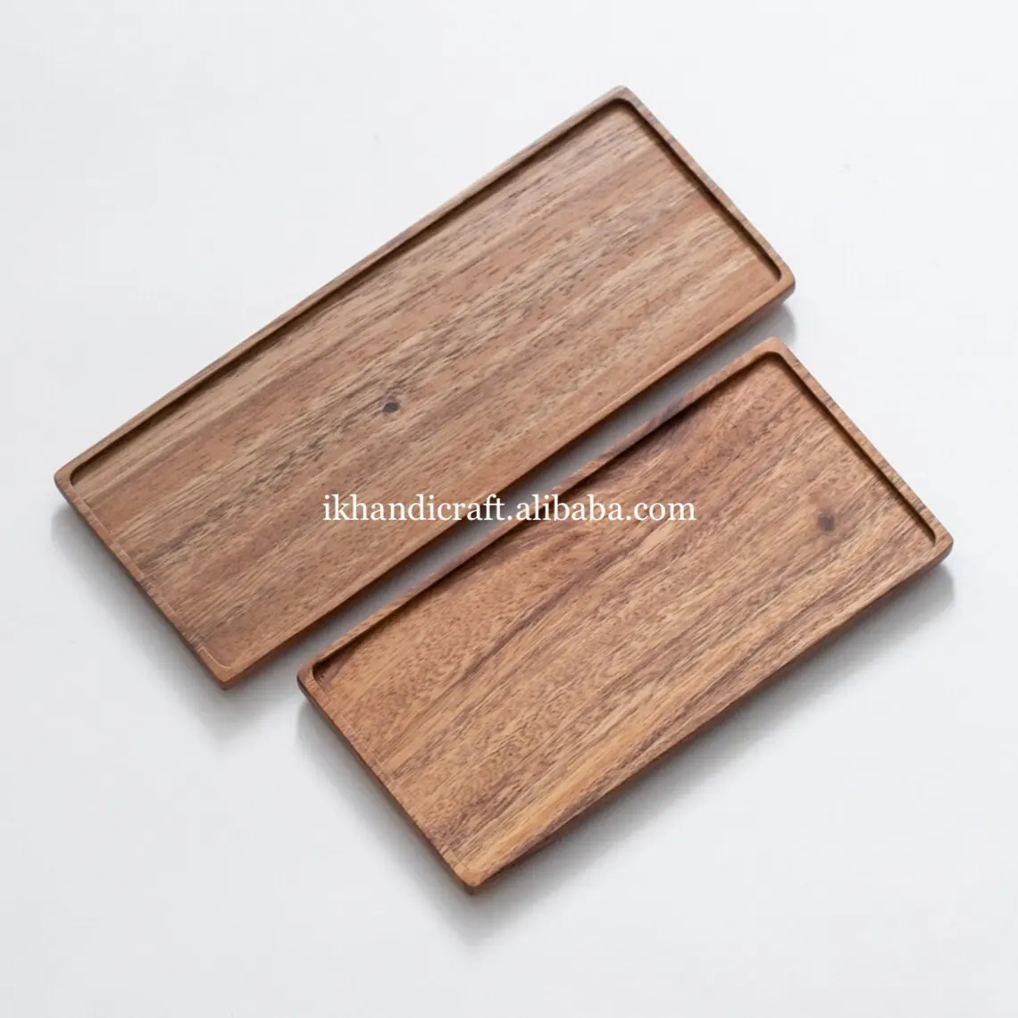 Handgemaakte Acacia Hout Rechthoek Serveren Kleine Decoratieve Styling Tray Keuken Opslag Lade