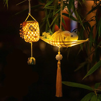 Mittleres Herbstfest 2025 LED Handgefertigte Umweltfreundliche Bambus-Hasen-Laterne Niedliche Tier-Bambusgriff-Lampe Kinder-Party-Spielzeug-Beleuchtung
