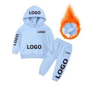 Chándales de felpa francesa para niños pequeños, fabricante de ropa de algodón personalizada de OEM, sudadera unisex para bebés, pantalones de chándal, sudadera con capucha y cremallera personalizada - Product Image 3
