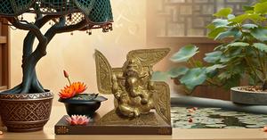 Statue murale en laiton Ganesha idole en laiton pour décoration murale décor de porte ou cadeau pour quelqu'un - Product Image 4