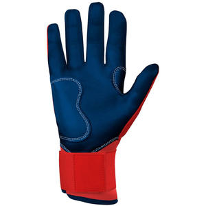 Premium Quality Custom Red & Blue Leather Long Cuff Baseball Batting Gloves Customized Leather Palm Softball Batting Gloves - Product Image 2
