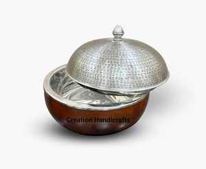 Casserole en bois et métal fabriquée en bois de manguier et métal en acier inoxydable Nouveau design pour le Ramadan - Product Image 1