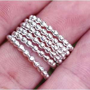 925 Sterling <b>Silver</b> Bead <b>Ring</b> Handmade Dainty Ball-Shaped Stackable Bands Gift for Her Beaded <b>Stacking</b> <b>Ring</b> - Product Image 2