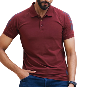 Motif solide marron pour hommes classiques pour polo Tissu tricoté en coton élégant confortable pour toutes les occasions - Product Image 1