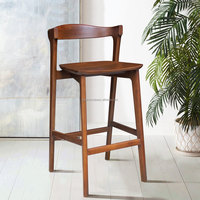 Tabouret de bar moderne en bois de teck massif au design scandinave de couleur marron pour la cuisine et les salles à manger