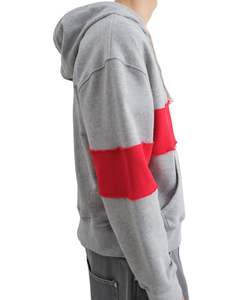 <b>Mens</b> Grey And Red Color Block <b>Zip</b> <b>Up</b> Hoodie <b>Fleece</b> Lined Casual Hooded Sweatshirt With Front Pockets Streetwear Winter Wear <b>Men</b> - Product Image 3