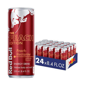 Red Bull edición melocotón bebida energética tienda en línea Comprar ahora sabor a melocotón cafeína impulso paquete a granel - Product Image 1