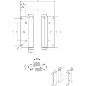 Bisagra para Puerta Abatible de Acero Galvanizado DENI de 42 mm, Longitud de 200 mm, Capacidad de 70 kg para Puertas de 45-50 mm de Grosor, Paquete de 2 - Product Image 3