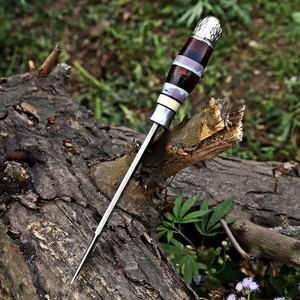 Cuchillo de caza de acero J2 hecho a mano personalizado con mango de resina Protector de acero J2 Borde parcialmente dentado Camping y senderismo Garantía de 3 años - Product Image 4