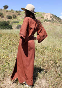 Classic Versatile Bedouin <b>Jacket</b> Hand Embroidered Detail Open Front Shoulder Pads Full Sleeves Plus Size Available 100% Cotton - Product Image 2