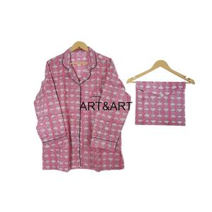 Ensemble de pyjama en coton à manches longues à imprimé floral respirant thermique grande taille pour demoiselle d'honneur pour adulte été - Product Image 2