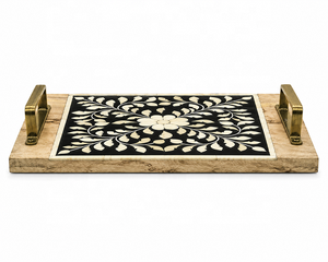 Fromm Inde Artisanat de qualité Mother Pearl Star Bone Inlay Ustensiles de cuisine Plateaux de service pour hôtels et restaurants - Product Image 4