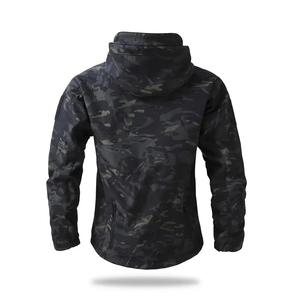 Veste Softshell Style Léger Full Zip Imperméable Coupe-Vent Respirant Doublé en Polaire Imprimé à Capuche - Product Image 6