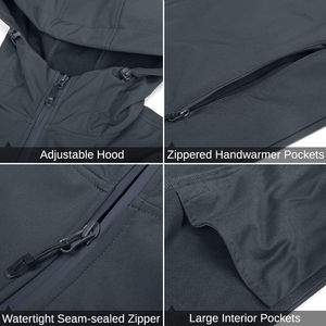 Veste Softshell Unisexe d'Hiver pour l'Extérieur, à Capuche, en Toile, Fermeture Éclair Intégrale, Imperméable, Respirante, Coupe-Vent, Écologique, Séchage Rapide - Product Image 5