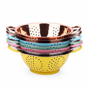 Utensilio de cocina de acero inoxidable de alta cantidad, colador de arroz de Metal y colador de frutas y verduras, colador profundo de Color - Product Image 1