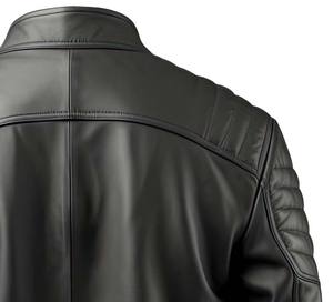 Veste universitaire en cuir véritable pour homme sur mesure Noir matelassé Col montant Logo avant Capuche Style vintage - Product Image 3